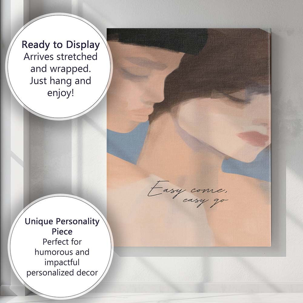 Minimalist Abstract Female Portrait Easy Come Easy Go Canvas Wall Art Print Decor Picture Ready to Hang