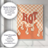 Retro Hot Typography Checkerboard Flame Graphic Canvas Wall Art Print Decor Picture Ready to Hang