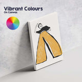 Minimalist Fashion Figure Mustard Wide Leg Trousers Illustration Canvas Wall Art Print Decor Picture Ready to Hang
