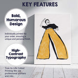 Minimalist Fashion Figure Mustard Wide Leg Trousers Illustration Canvas Wall Art Print Decor Picture Ready to Hang
