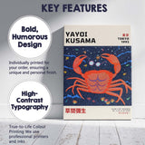 Colourful Crab Yayoi Kusama Inspired Exhibition Poster Canvas Wall Art Print Decor Picture Ready to Hang