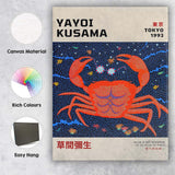 Colourful Crab Yayoi Kusama Inspired Exhibition Poster Canvas Wall Art Print Decor Picture Ready to Hang