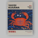Colourful Crab Yayoi Kusama Inspired Exhibition Poster Canvas Wall Art Print Decor Picture Ready to Hang