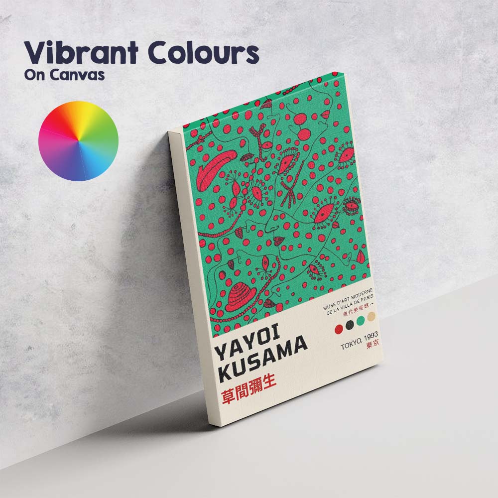 Green Red Polka Dot Abstract Face Yayoi Kusama Exhibition Poster Canvas Wall Art Print Decor Picture Ready to Hang