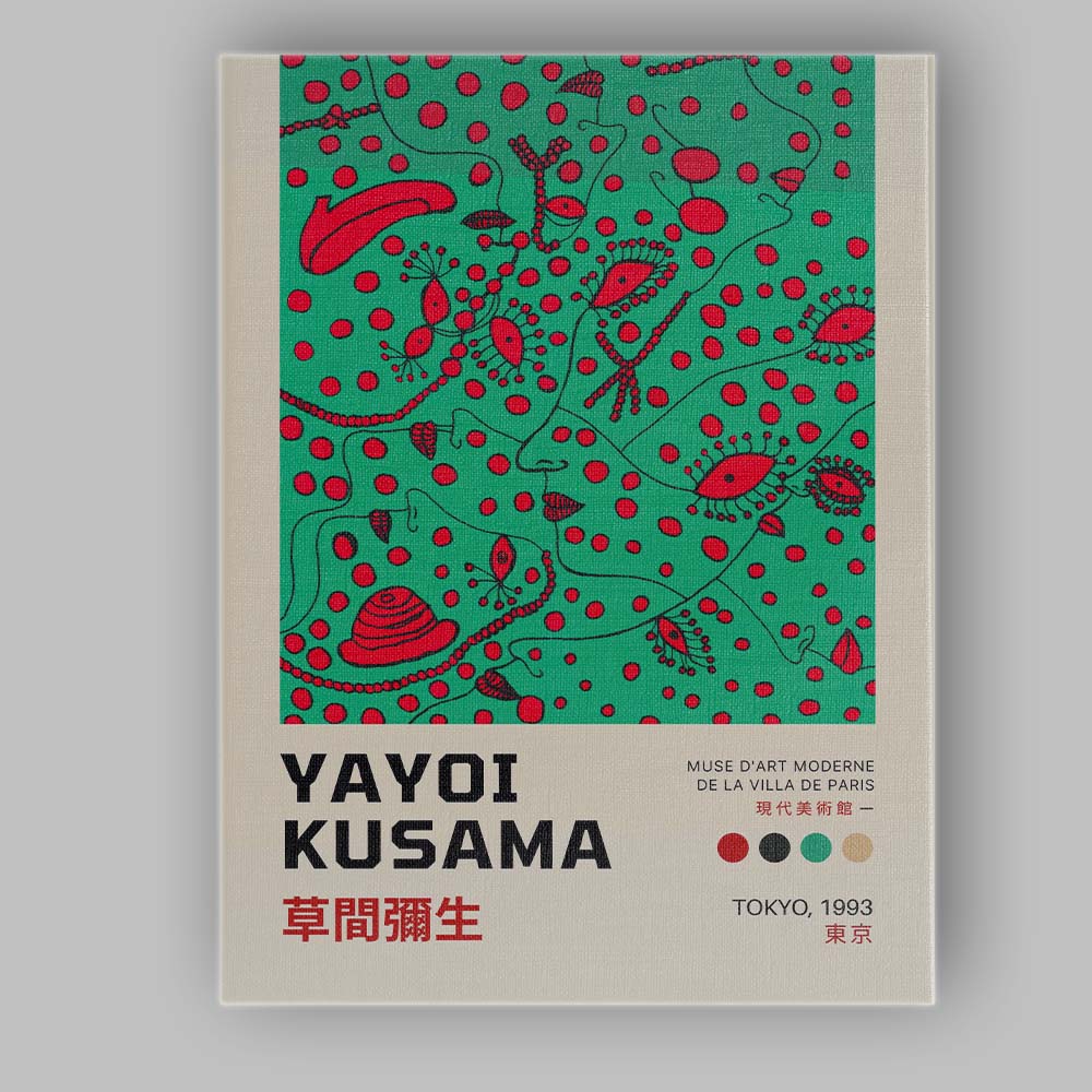 Green Red Polka Dot Abstract Face Yayoi Kusama Exhibition Poster Canvas Wall Art Print Decor Picture Ready to Hang