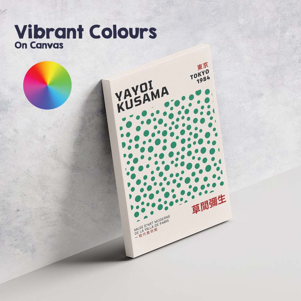 Green Polka Dot Minimalist Yayoi Kusama Exhibition Poster Canvas Wall Art Print Decor Picture Ready to Hang