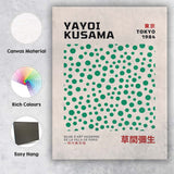 Green Polka Dot Minimalist Yayoi Kusama Exhibition Poster Canvas Wall Art Print Decor Picture Ready to Hang