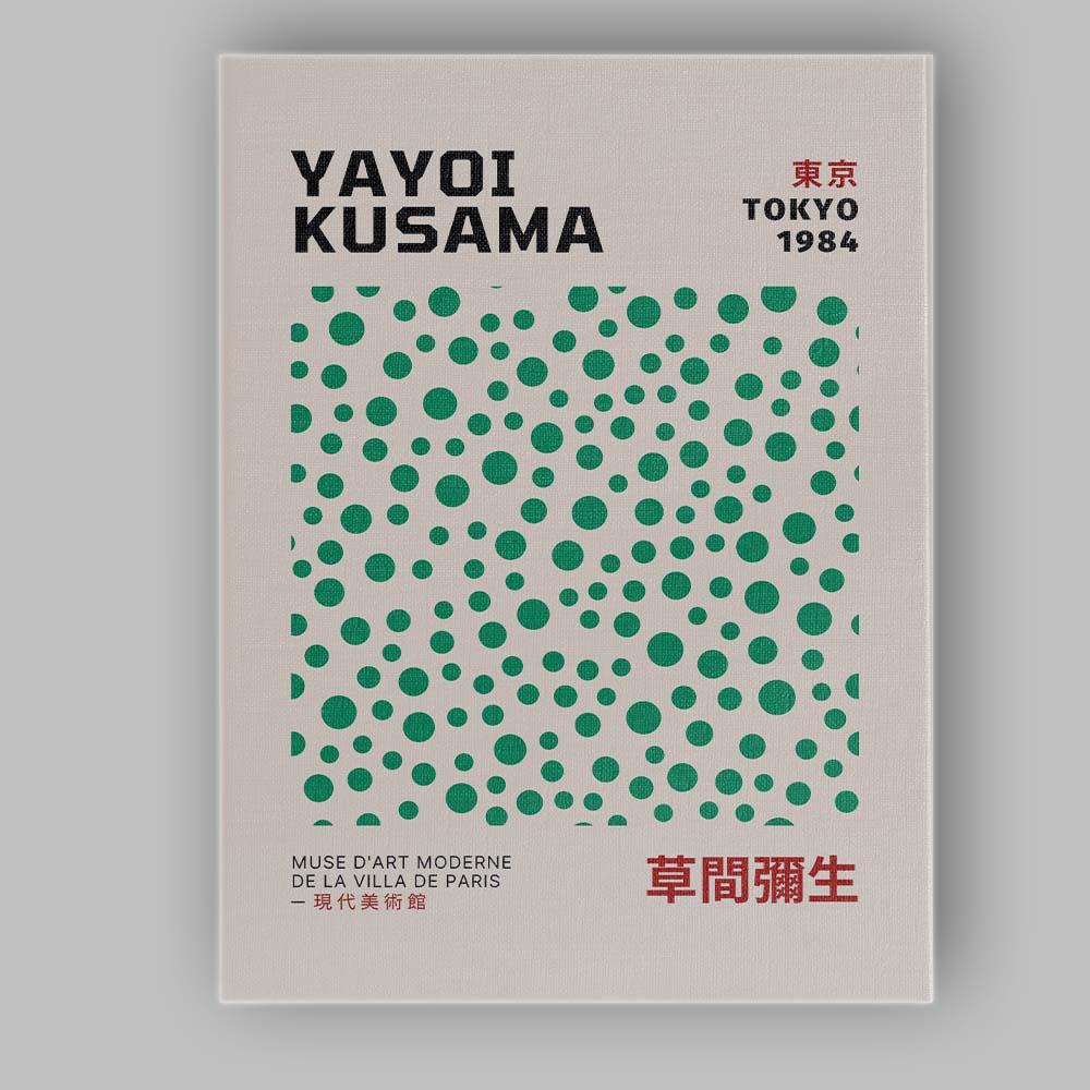 Green Polka Dot Minimalist Yayoi Kusama Exhibition Poster Canvas Wall Art Print Decor Picture Ready to Hang