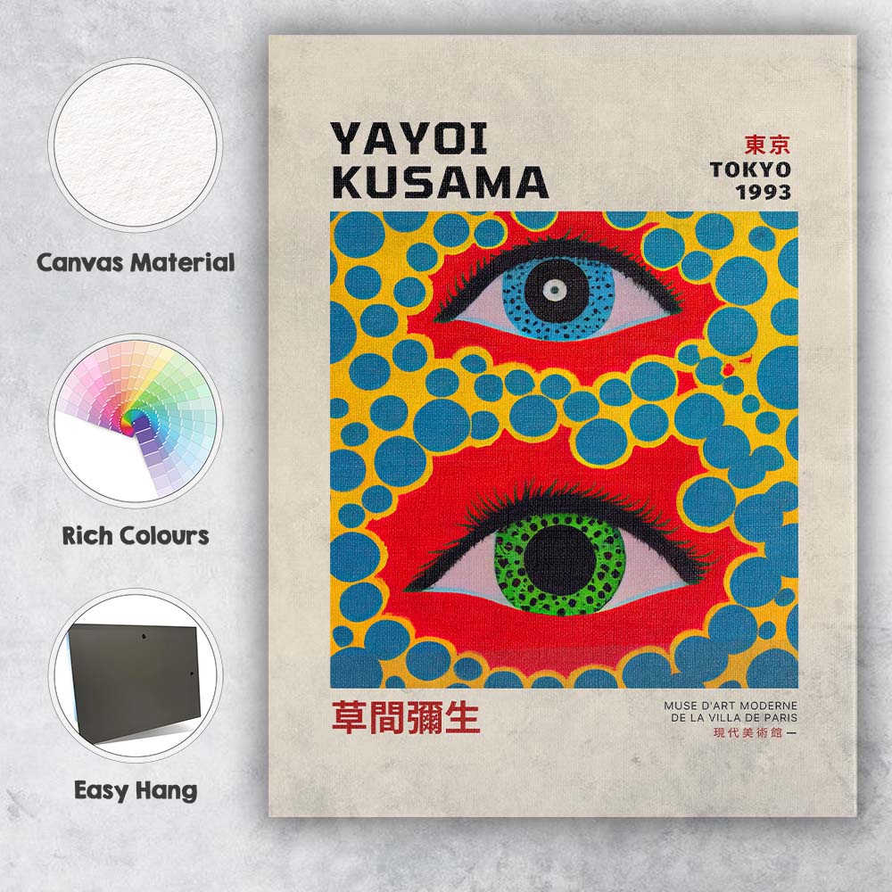 Colourful Pop Art Eyes Yayoi Kusama Exhibition Poster Canvas Wall Art Print Decor Picture Ready to Hang