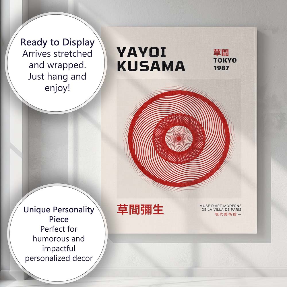 Red Spiral Geometric Abstract Yayoi Kusama Exhibition Poster Canvas Wall Art Print Decor Picture Ready to Hang