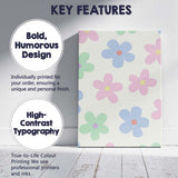 Pastel Retro Daisy Floral Repeat Pattern Canvas Wall Art Print Decor Picture Ready to Hang