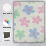 Pastel Retro Daisy Floral Repeat Pattern Canvas Wall Art Print Decor Picture Ready to Hang