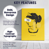 Abstract Female Line Art Portrait Mustard Yellow Minimalist Canvas Wall Art Print Decor Picture Ready to Hang