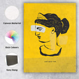 Abstract Female Line Art Portrait Mustard Yellow Minimalist Canvas Wall Art Print Decor Picture Ready to Hang