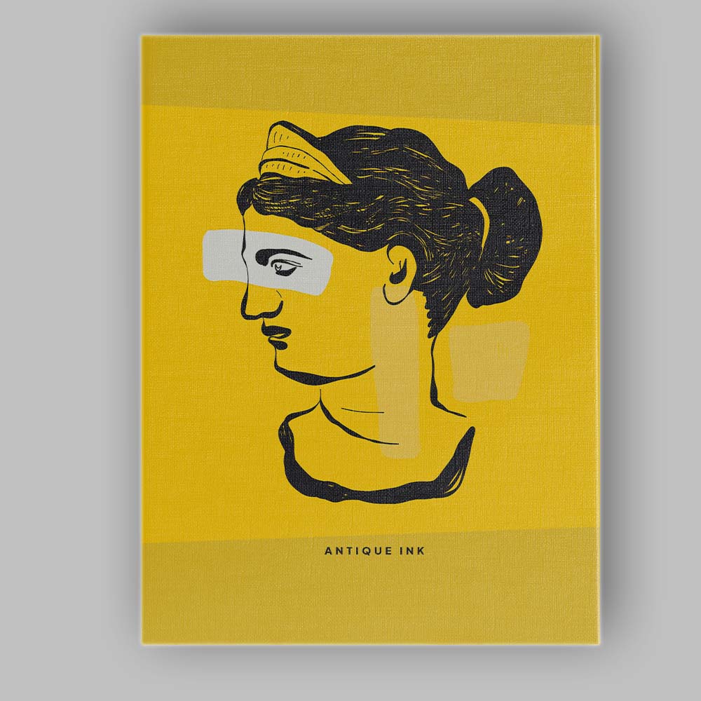 Abstract Female Line Art Portrait Mustard Yellow Minimalist Canvas Wall Art Print Decor Picture Ready to Hang