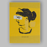 Abstract Female Line Art Portrait Mustard Yellow Minimalist Canvas Wall Art Print Decor Picture Ready to Hang
