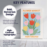 Scandinavian Flower Market Amsterdam Tulip Illustration Canvas Wall Art Print Decor Picture Ready to Hang