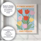 Scandinavian Flower Market Amsterdam Tulip Illustration Canvas Wall Art Print Decor Picture Ready to Hang