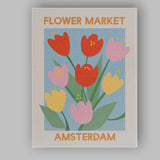 Scandinavian Flower Market Amsterdam Tulip Illustration Canvas Wall Art Print Decor Picture Ready to Hang
