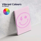 Pink Smiley Face Lightning Star Minimalist Aesthetic Canvas Wall Art Print Decor Picture Ready to Hang
