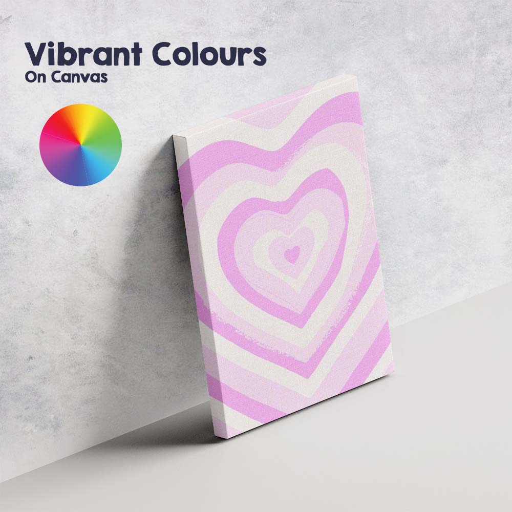 Pastel Pink Layered Heart Abstract Love Illustration Canvas Wall Art Print Decor Picture Ready to Hang