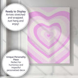 Pastel Pink Layered Heart Abstract Love Illustration Canvas Wall Art Print Decor Picture Ready to Hang