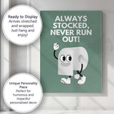 Funny Toilet Paper Character Bathroom Quote Canvas Wall Art Print Decor Picture Ready to Hang