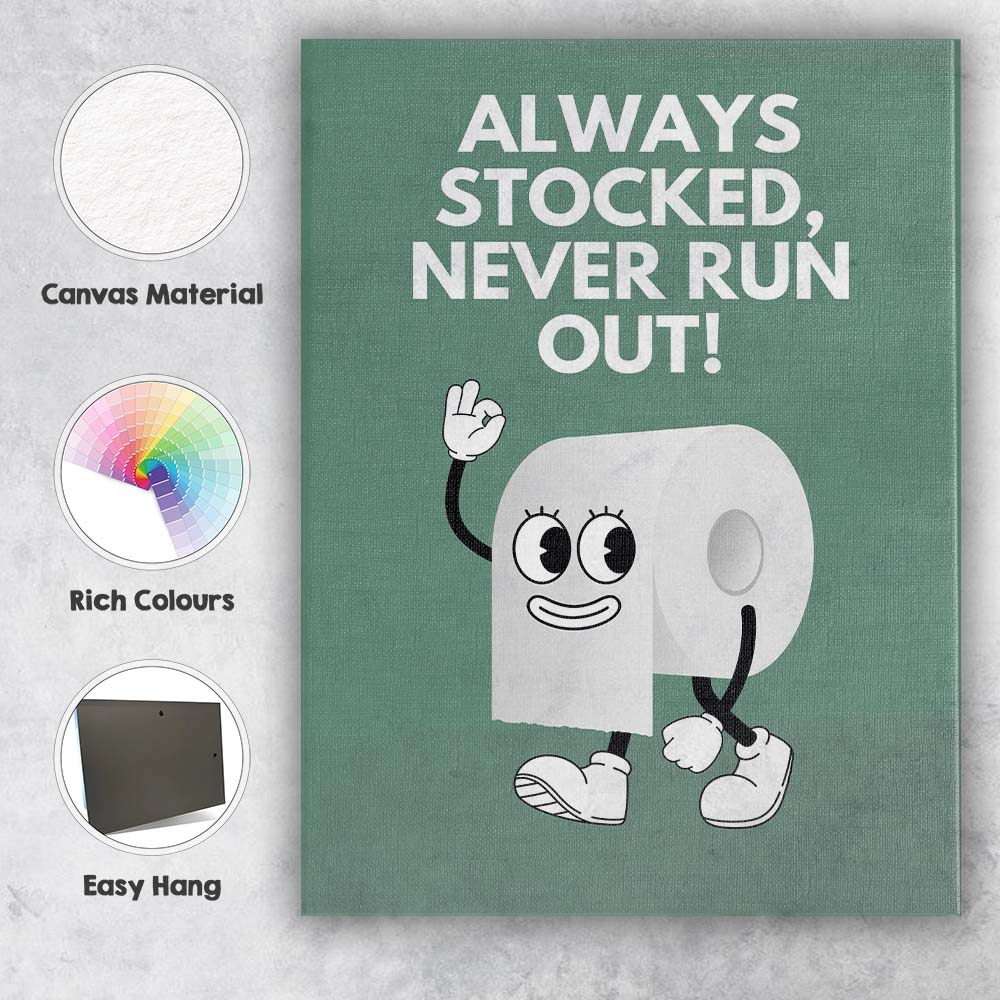 Funny Toilet Paper Character Bathroom Quote Canvas Wall Art Print Decor Picture Ready to Hang