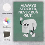 Funny Toilet Paper Character Bathroom Quote Canvas Wall Art Print Decor Picture Ready to Hang