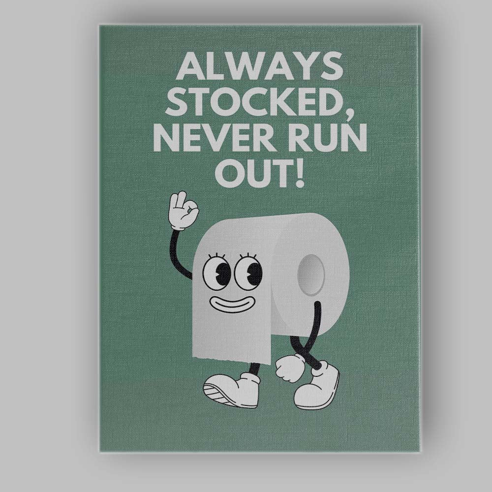 Funny Toilet Paper Character Bathroom Quote Canvas Wall Art Print Decor Picture Ready to Hang