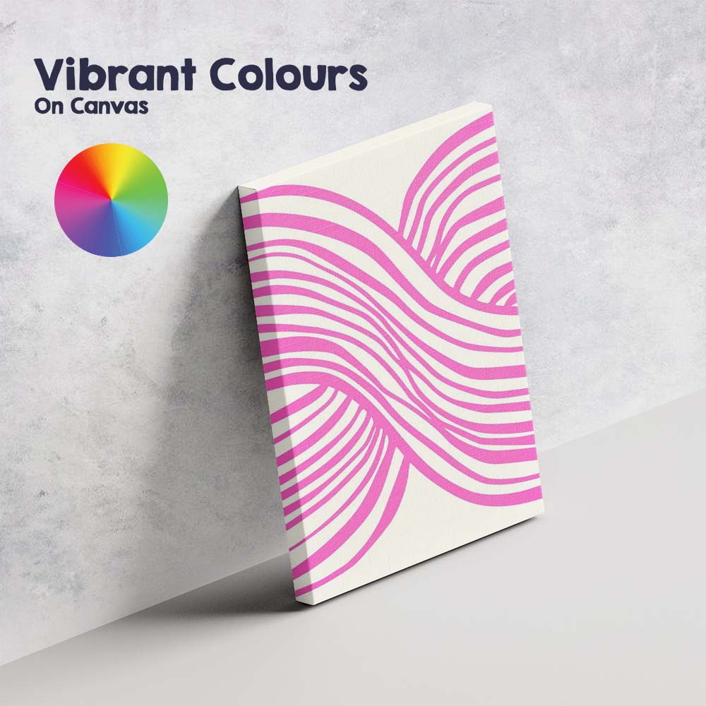 Abstract Pink Wavy Stripe Minimalist Pattern Canvas Wall Art Print Decor Picture Ready to Hang