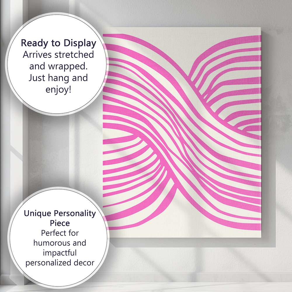 Abstract Pink Wavy Stripe Minimalist Pattern Canvas Wall Art Print Decor Picture Ready to Hang