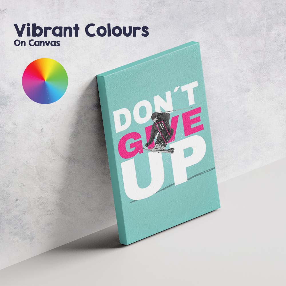 Dont Give Up Motivational Skier Sports Typography Canvas Wall Art Print Decor Picture Ready to Hang