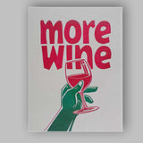 More Wine Funny Typography Wine Glass Illustration Canvas Wall Art Print Decor Picture Ready to Hang