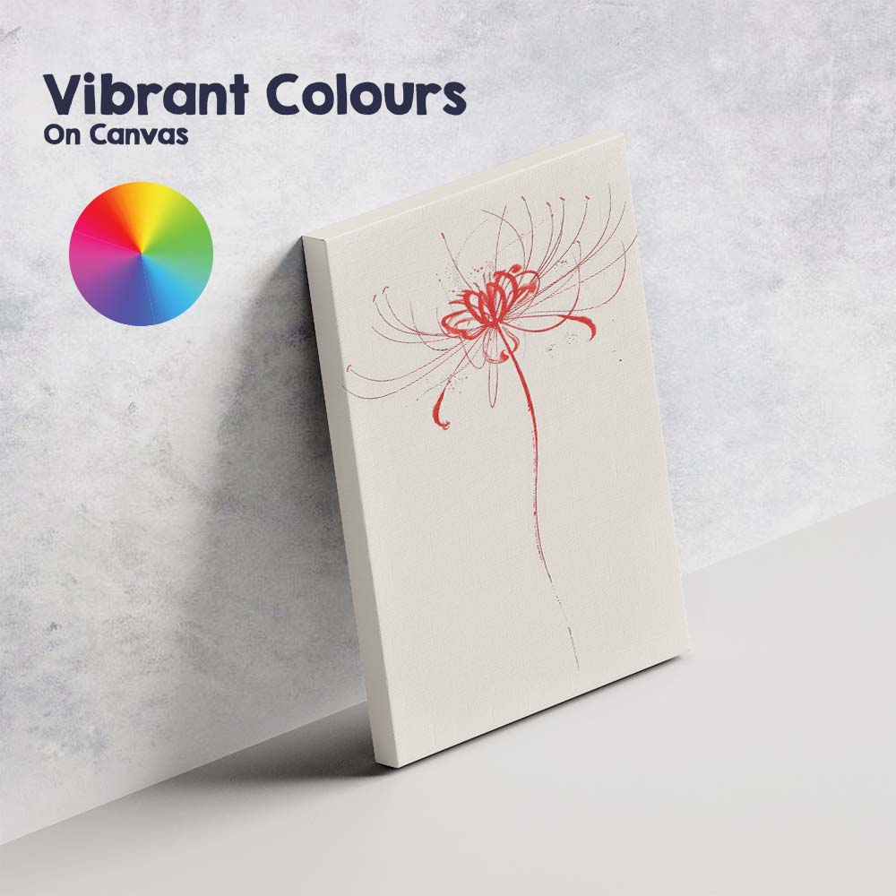 Minimalist Red Spider Lily Floral Line Drawing Canvas Wall Art Print Decor Picture Ready to Hang