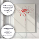 Minimalist Red Spider Lily Floral Line Drawing Canvas Wall Art Print Decor Picture Ready to Hang