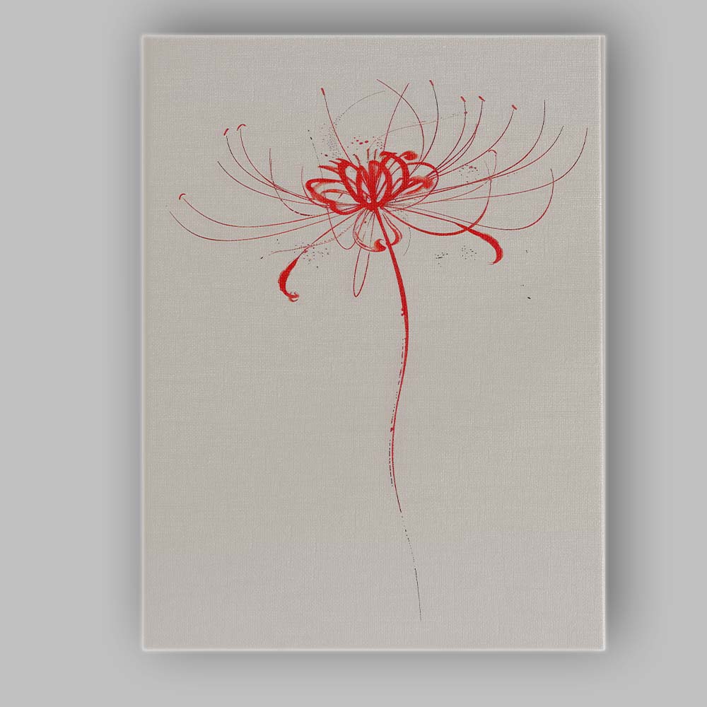 Minimalist Red Spider Lily Floral Line Drawing Canvas Wall Art Print Decor Picture Ready to Hang