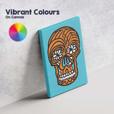 Orange Sugar Skull Pop Art Illustration Canvas Wall Art Print Decor Picture Ready to Hang