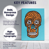 Orange Sugar Skull Pop Art Illustration Canvas Wall Art Print Decor Picture Ready to Hang