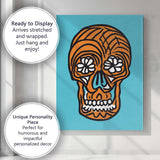 Orange Sugar Skull Pop Art Illustration Canvas Wall Art Print Decor Picture Ready to Hang