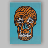 Orange Sugar Skull Pop Art Illustration Canvas Wall Art Print Decor Picture Ready to Hang