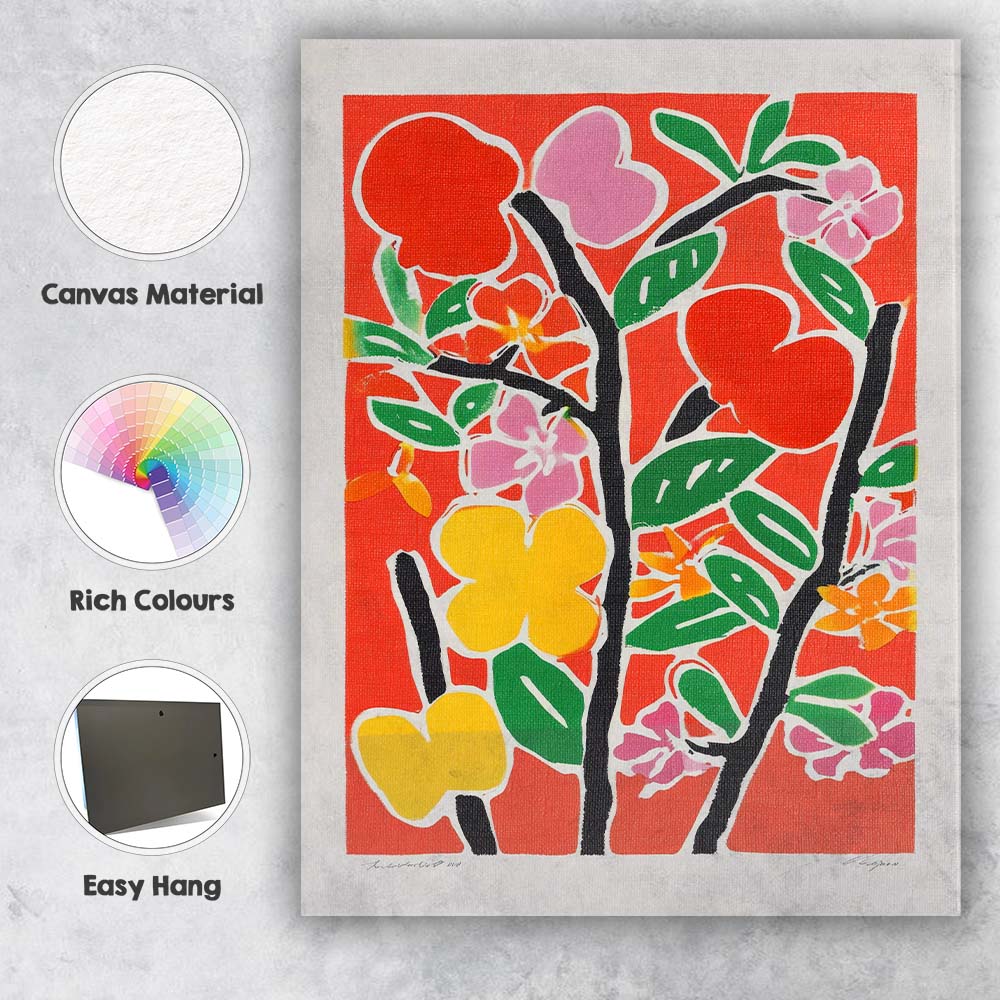 Abstract Colourful Floral Botanical Branch Illustration Canvas Wall Art Print Decor Picture Ready to Hang