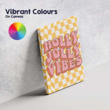 Retro Holly Jolly Vibes Typography Checkerboard Illustration Canvas Wall Art Print Decor Picture Ready to Hang