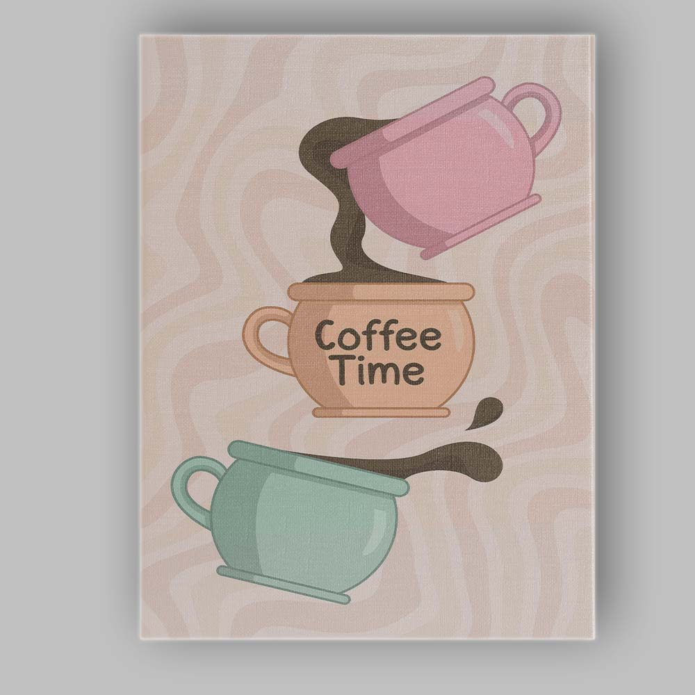 Pastel Coffee Time Pour Over Mug Kitchen Illustration Canvas Wall Art Print Decor Picture Ready to Hang