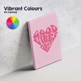 Pink Good Vibes Only Retro Typography Heart Canvas Wall Art Print Decor Picture Ready to Hang