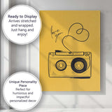 Mustard Yellow Love You Cassette Tape Line Art Canvas Wall Art Print Decor Picture Ready to Hang