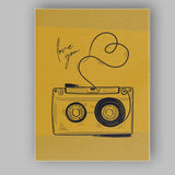 Mustard Yellow Love You Cassette Tape Line Art Canvas Wall Art Print Decor Picture Ready to Hang