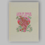 Life Is Tough But So Are You Pink Tiger Floral Motivational Canvas Wall Art Print Decor Picture Ready to Hang
