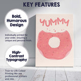 Pink Frosted Donut Yummy Sweet Treat Illustration Canvas Wall Art Print Decor Picture Ready to Hang