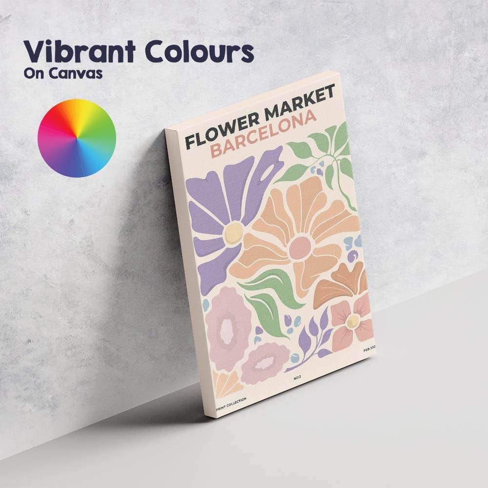 Barcelona Flower Market Retro Botanical Floral Poster Canvas Wall Art Print Decor Picture Ready to Hang